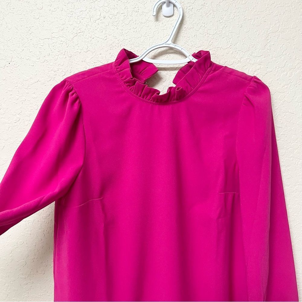 Chic Pink Ruffle Blouse - Picture 4 of 10